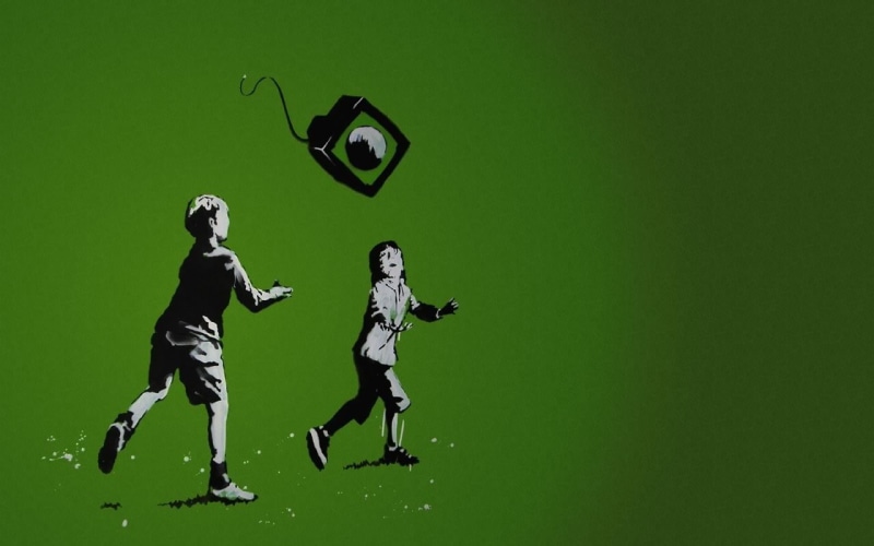 hd, banksy, digital/artwork, 720P, graffiti, green
