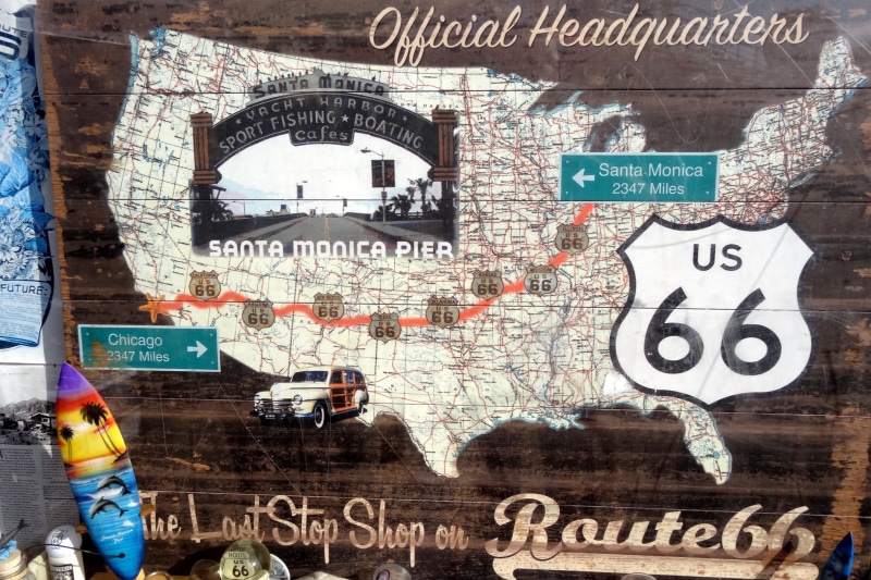 day, building exterior, map, direction, no people, signboard, text, number, communication, travel, usa, built structure, 2K, route 66, representation