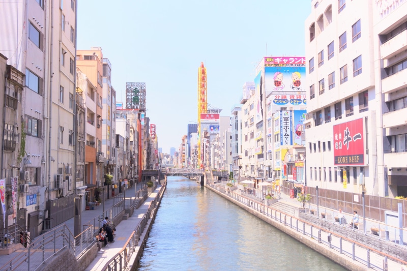 built structure, outdoors, nature, travel, dotonbori, day, japan, city, office building exterior, residential district, sky, waterfront, water, incidental people