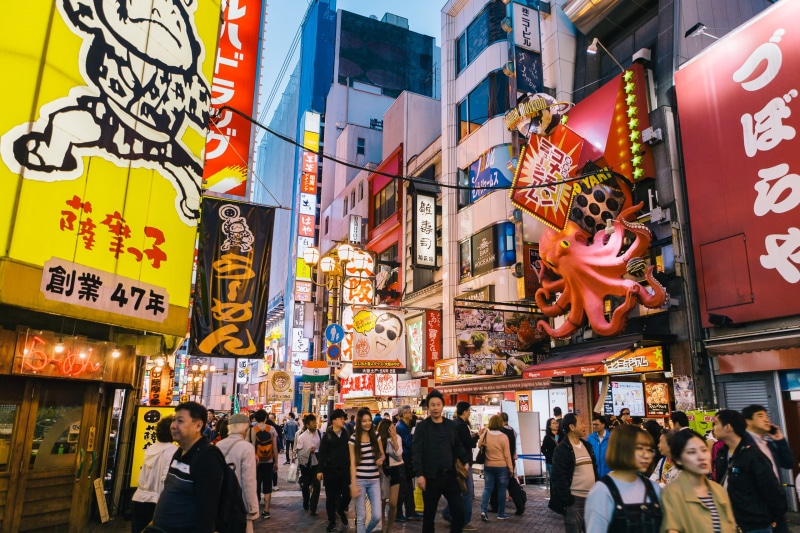 dotonbori, outdoors, group of people, city, osaka, large group of people, asia, built structure, store sign, crowd, leisure activity, communication, sign