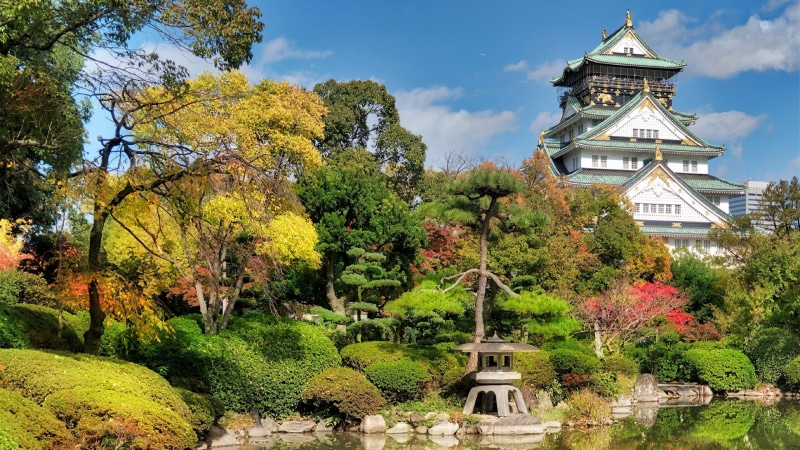 park, sky, japan, 4K, pavilion, osaka castle, castle, osaka, asia
