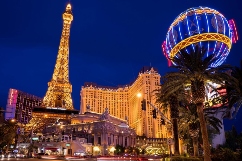 paris Las Vegas, building exterior, famous Place, nightlife, las Vegas - Nevada, Lights, sky, built Structure, architecture, vacations, lighting equipment