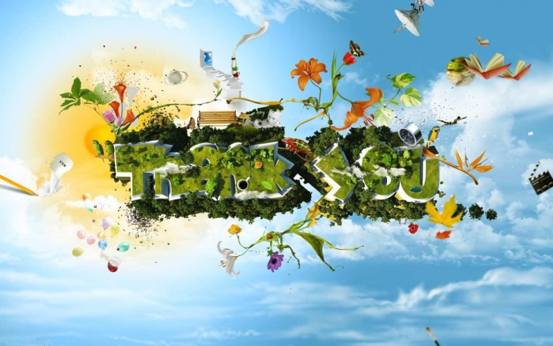 3d and abstract, 720P, thank, abstract, text