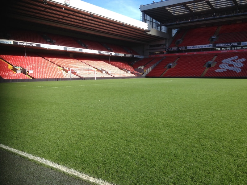 competition, blue, 2K, grass, built structure, turf, sky, team sport, sport, soccer field, empty, building exterior, architecture, field, plant, green color
