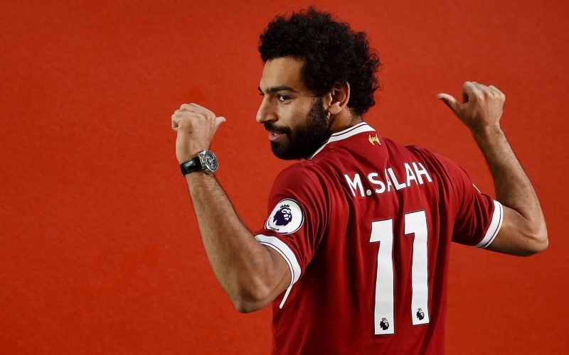 1080P, Egypt, simple background, Liverpool FC, soccer, Mohamed Salah, orange background, Football Player