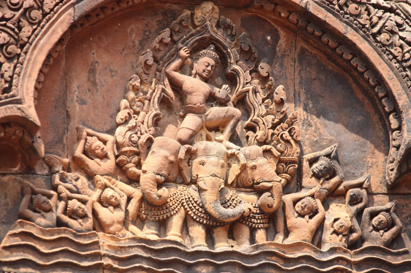 carving - craft product, frescoes, no people, belief, banteay srei, religion, brown, temple, stonemasonry, photo, statue, travel destinations, angkor wat
