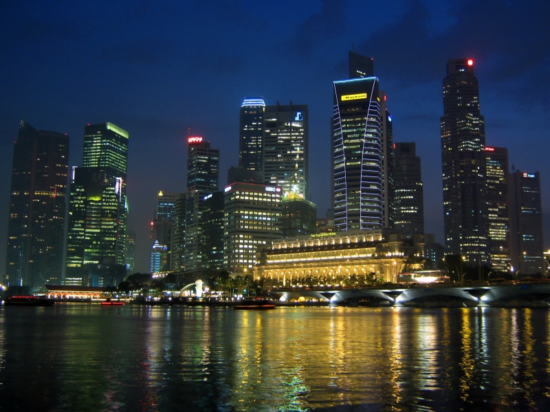 famous Place, singapore, nakasendō, nighttime, urban Skyline, City, bay  river, 2K, photography, office Building, night, reflection, built Structure, Skyline