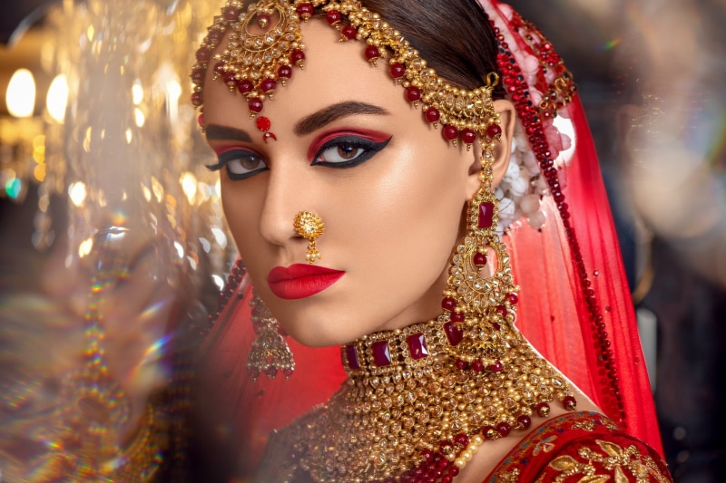 Indian, Stare, Model, Lipstick, Earrings, Woman, Makeup, Jewelry, Brown Eyes, Necklace, 1080P, Face, Models, Girl