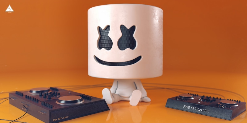 table, record, computer, marshmello 4k full hd, music, technology, retro styled, domestic room, turntable, communication, orange color, lifestyles, arts culture and entertainment