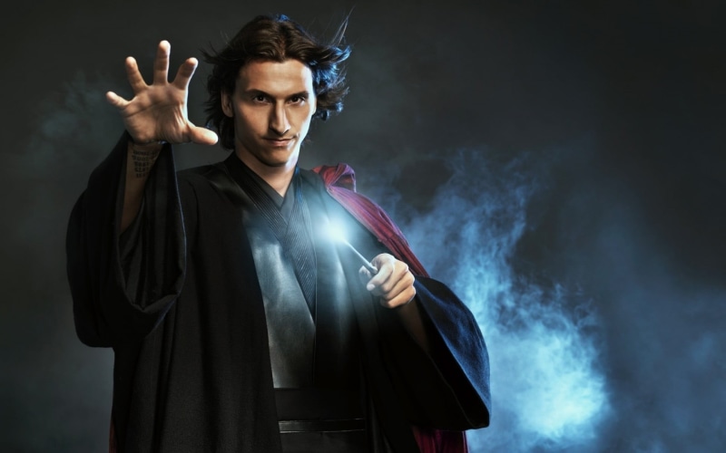 front view, smoke - physical structure, black, standing, illustration, gesturing, arms raised, young adult, men, illuminated, black background, wizard
