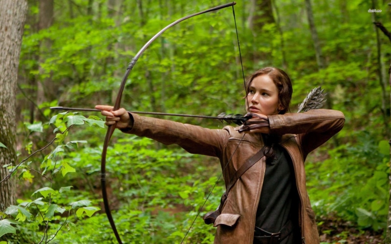 tree, green color, archery, land, aiming, hunting, bow, The Hunger Games, arrow - bow and arrow, nature, hunter, concentration, holding, Hunger Games, forest
