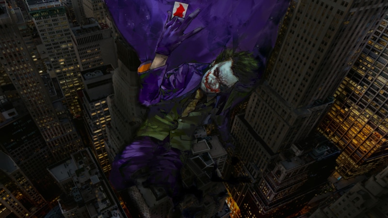 movies, 4K, high angle view, purple, building exterior, The Dark Knight, comics, flying, real people, digital art, standing, lifestyles, urban, women
