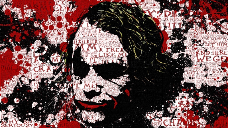 Batman, movies, Joker, The Dark Knight, digital art, typography, paint splatter, 1080P, anime