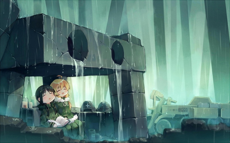Shoujo Shuumatsu Ryokou, built structure, Chito (Shoujo Shuumatsu Ryokou), curtain, reflection, 720P, transparent, industry, anime girls, glass - material