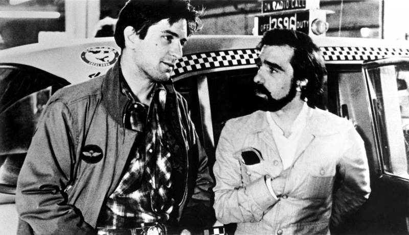 men actor movies legends robert deniro martin scorsese taxi driver new york taxi monochrome film directors beards vintage car, 1080P