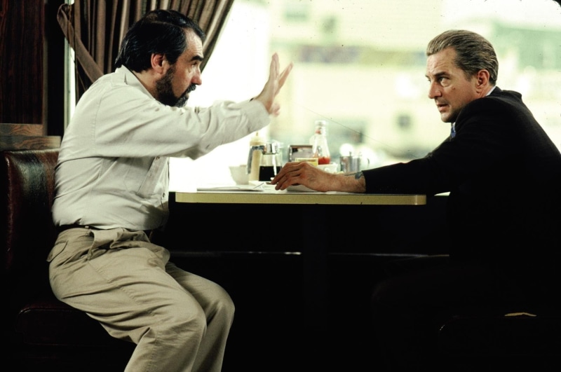 actor, men, sitting, tattoo, Beards, Gangsters, 720P, Bar, movies, Martin Scorsese, table, Instruction, Robert DeNiro, legends, Film Directors, Goodfellas