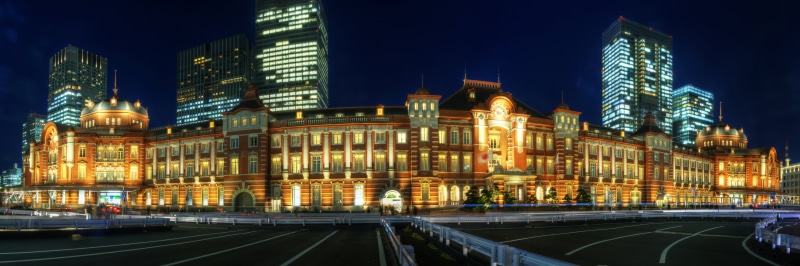illuminated, street, building, image, パノラマ, cityscape, urban Scene, lights, architecture, road, city, built Structure, famous Place, tokyo  station, concrete