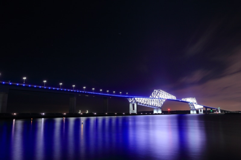 slow, Night view, 5K, F4L, Tokyo Gate Bridge, river, tokyo, photography, cityscape, famous Place, EOS 6D, nighttime, USM, urban Scene, bridge - Man Made Structure
