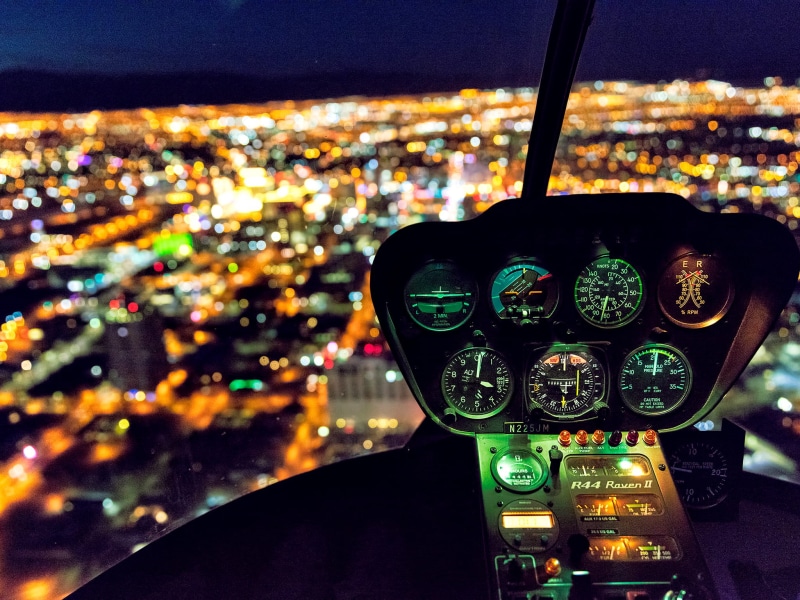 las vega, cockpit, nevada, built structure, night, sunset, transportation, city, shallow, illuminated, no people, control, 1080P, heli, vehicle interior