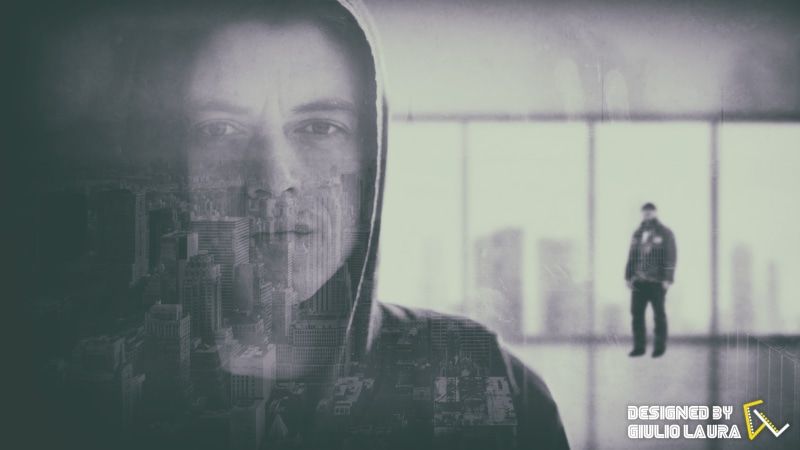Mr. Robot, New York City, 2K, digital art, Elliot (Mr. Robot), Rami Malek, double exposure, fan art