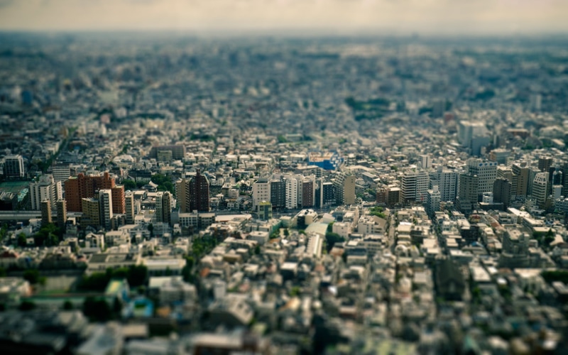 rise, aerial View, office Building, nature, crowd, business, high Angle View, modern, day, town, street, building Exterior, tower, Tokyo, tilt shift, 1080P