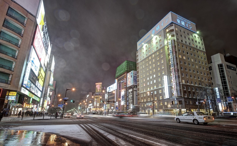 Japan, modern, motor vehicle, Building, sapporo, city, mode of transportation, 4K, city street, building exterior, Urban, Asia, office building exterior