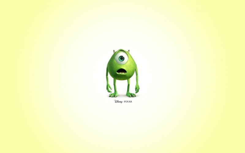 disney, Monsters, copy space, indoors, Inc., creativity, 1080P, studio shot, anthropomorphic, animal, green color, fun, yellow, colored background, representation