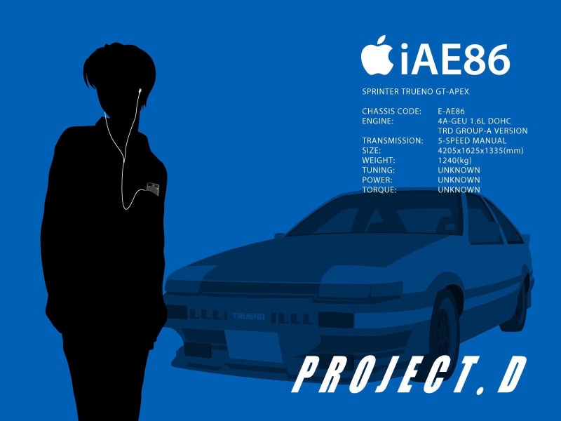 720P, Ipod, Simple Background, Initial D