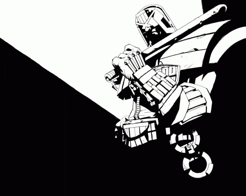 bw, 720P, judge, cartoon/comic, dredd, hd
