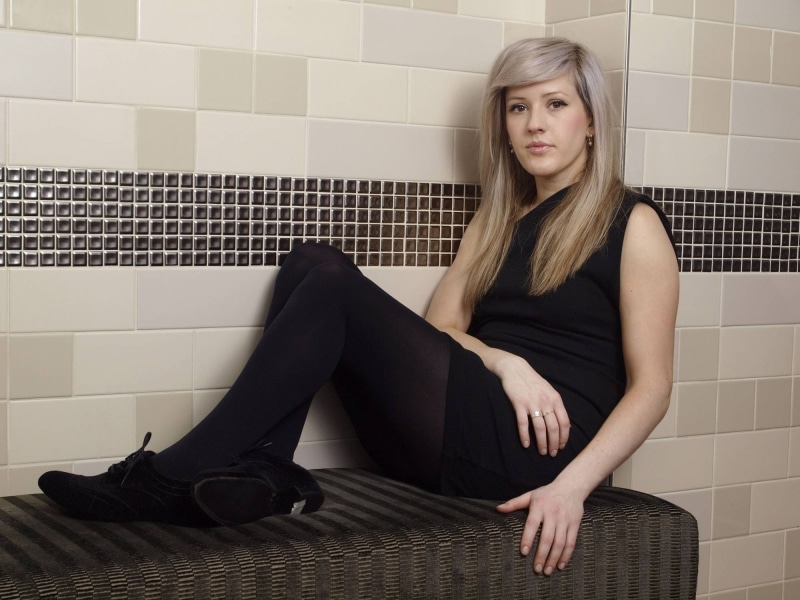 full length, indoors, 1080P, sitting, looking at camera, portrait, women, flooring, one person, beautiful woman, young women, young adult, Ellie Goulding