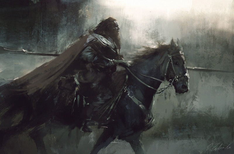 fantasy art, rides, pets, vertebrate, transportation, bridle, horse, outdoors, painting, nature, working animal, one person, domestic, man, livestock, one animal