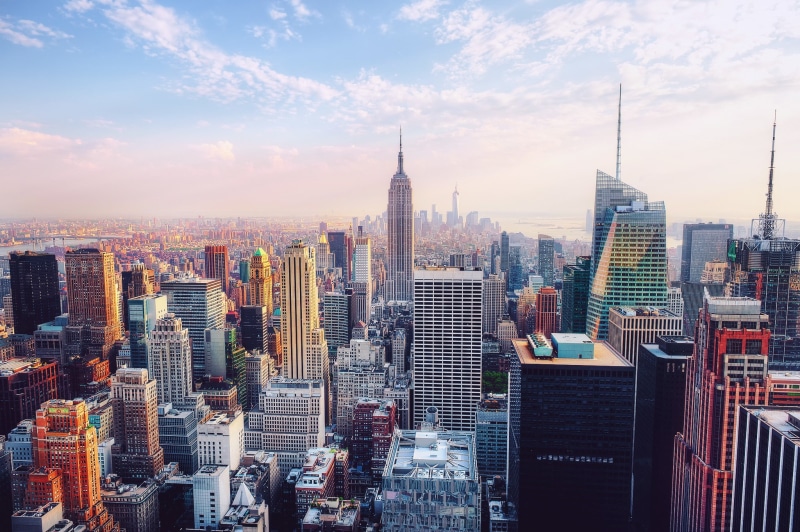raise, aerial, rockefeller, empire, buildings, view, Rockefeller Center, state, Empire State Building, 1080P, high, New York, photograph, Manhattan, US city