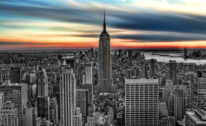 sky, black, cityscape, empire state, skyscraper, and, architecture, red, spire, white, crowd, bw, orange, financial district, tower, office building exterior