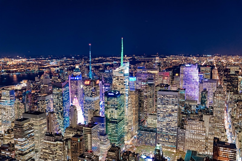 time, architecture, cityscape, New York City, famous Place, night, aerial View, vegas, 5K, Skyline, HDR, building Exterior, downtown District, Top, uSA