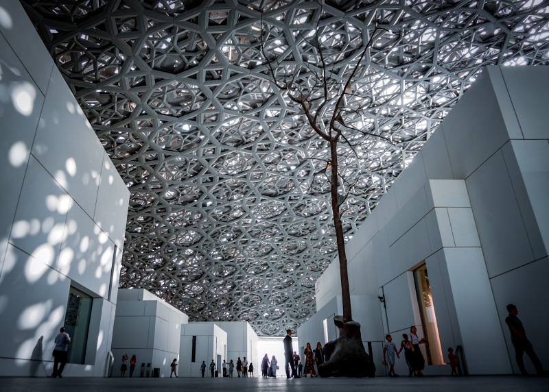 modern art, louvre museum, city, grey, museum interior, modern structure, real people, ceiling, tree, people, cherry blossom, adult, office building exterior