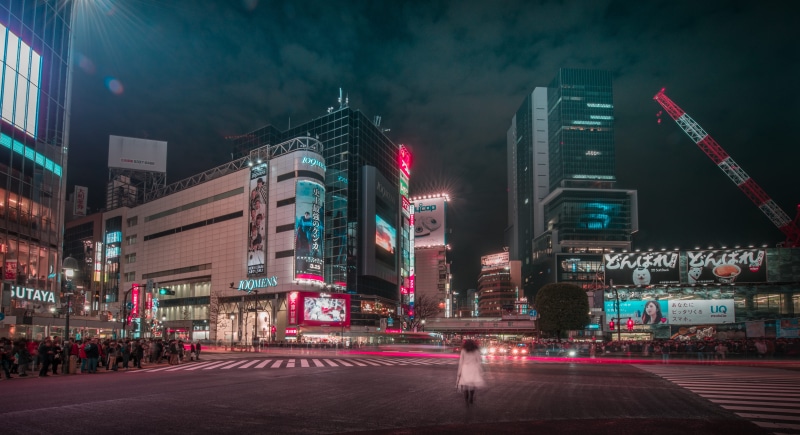road, buildings, motion, city street, color, building, near, streetscape, development, rise, city life, outdoors, street, asium, modern, sky, lane, shibuya crossing