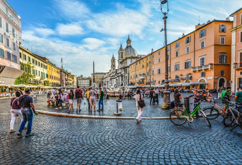 Square, city life, italian, piazza navona, city street, lamp, white, tourist, group of people, lifestyles, travel destinations, building, cloud - sky, city