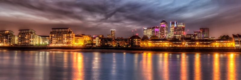 business, water, illuminated, famous Place, England, city, London Docklands, europe, cloudy, finance, reflection, english, night  office, night, downtown District