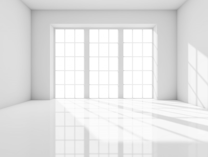 sunlight, 5K, modern, illustration, white color, architecture, apartment, indoors, vanishing Point, blank, clean, window, abstract, furniture, built structure