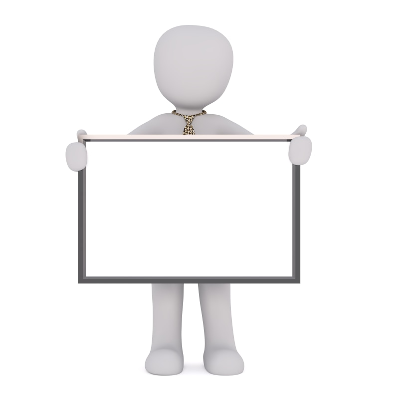 white background, 3d, isolated, shape, still life, cut out, model, 8K, empty, paper, message, white male, holding, 3d model, copy space, full body, billboard