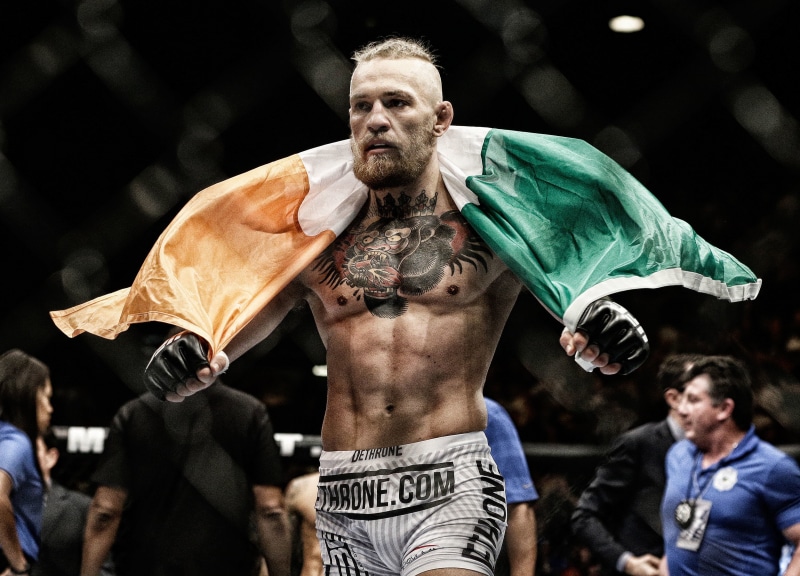 celebration, men, Conor McGregor, strength, real people, standing, mcgregor, conflict, adult, competition, UFC, outdoors, front view, portrait, event, audience