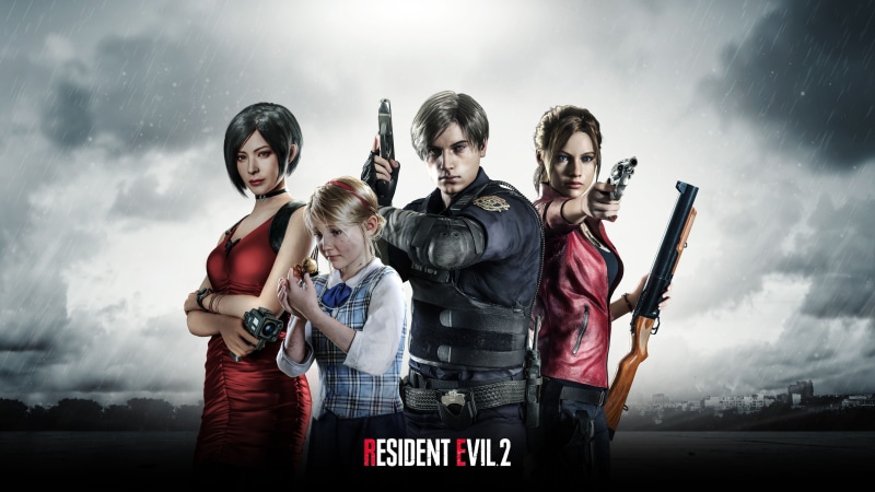 The game, Gun, The sky, Vest, Sherry Birkin, Blonde, Dress, Game, Child, Building, Girl, The city, 4K, Jacket, Hair, Clothing, Ada Wong, Claire Redfield