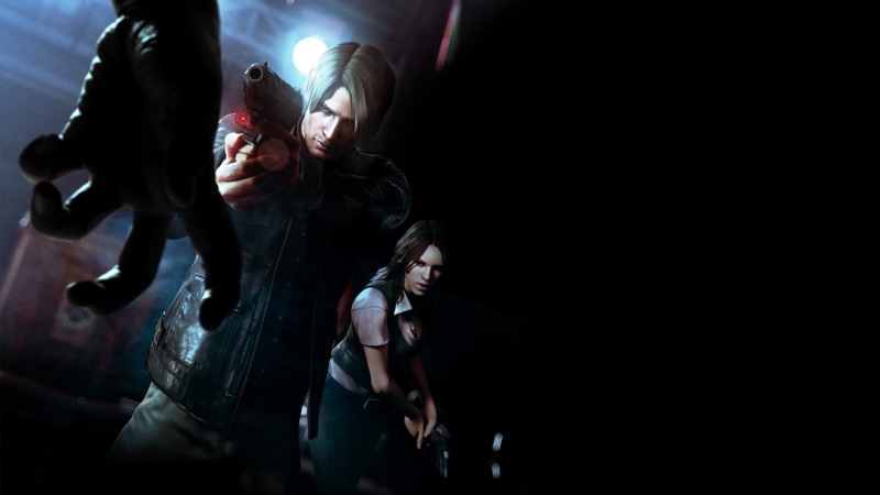 Leon Kennedy, front view, nightlife, togetherness, three quarter length, adult, Capcom, zombies, young men, men, indoors, two people, young women, people