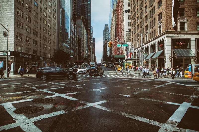 New York City, marking, cityscape, york, land vehicle, shot, outdoors, traffic junction, road, incidental people, motor vehicle, building Exterior, car