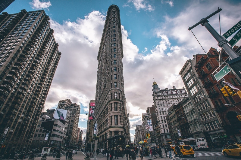 york city, flatiron building, taxi, york, 720P, building, new, flatiron, city, clouds, new city, cityscape