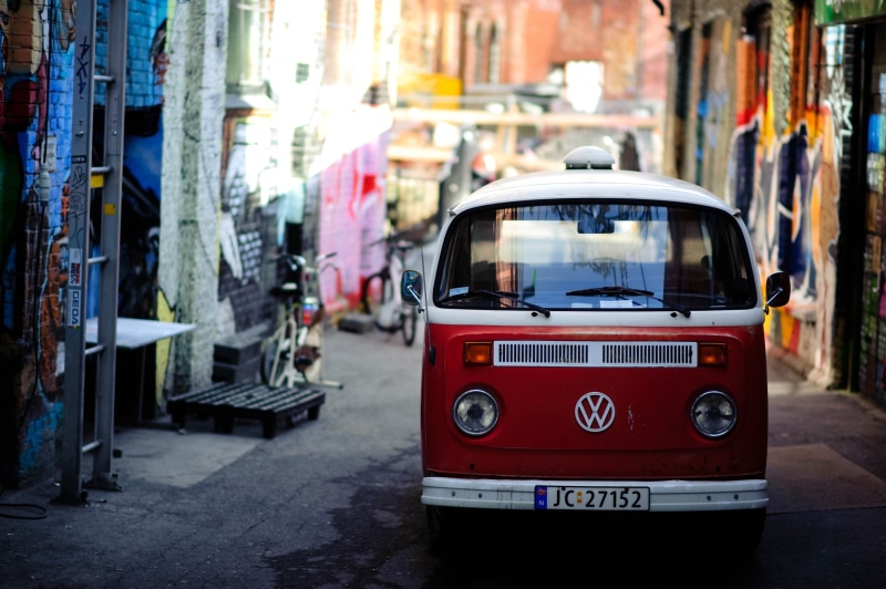 road, vehicle, street, mode of transportation, bus, white, red, vans, car, selective focus, 4K, transportation, land vehicle, text, focus on foreground