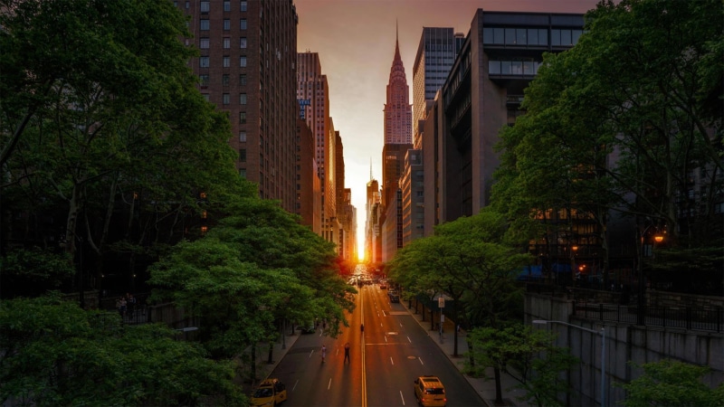 42nd street, The Chrysler building, USA, 1080P, Manhattanhenge, New York