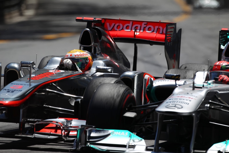 black, number, street, sports race, McLaren, Monaco, Lewis Hamilton, transportation, racer, formula one, close-up, sign, motor racing track, mode of transportation