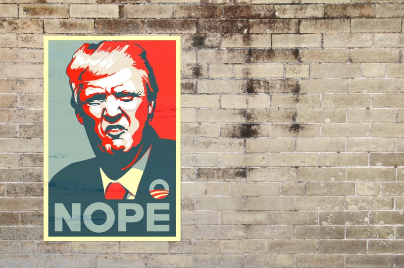 2016, candidate, message, sign, one person, paper, no people, brick wall, wall - building feature, donald trump, built structure, writing, day, one man only