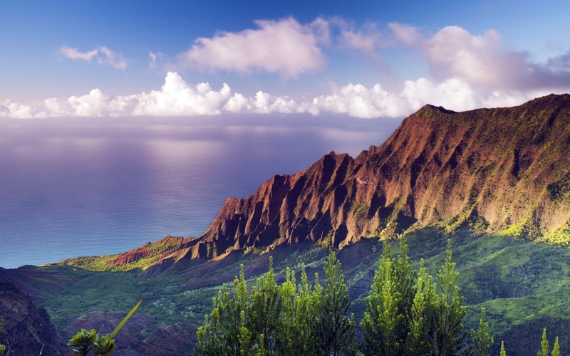 Park, pali, 1080P, Hawaii, Sunset, na, State, Coast